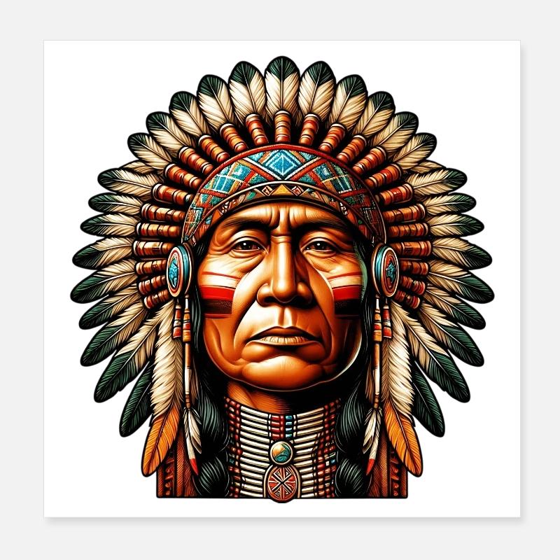 Amérindien Peau rouge d’Amérique Poster 20 x 20 cm
