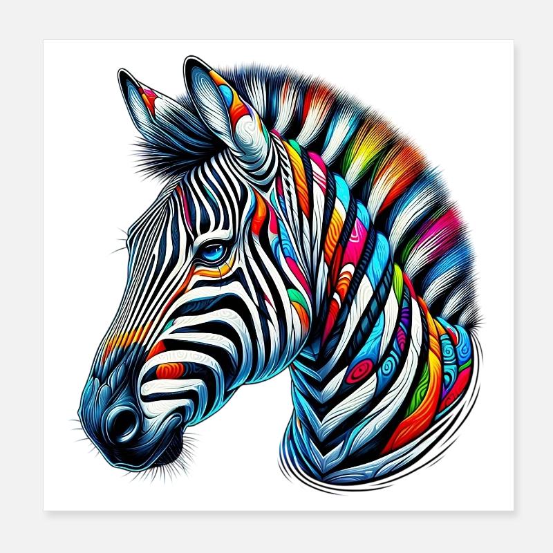 Zebra Poster 8" x 8" (20x20 cm)