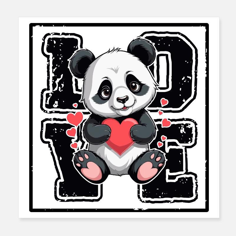 Amour du panda Poster 20 x 20 cm