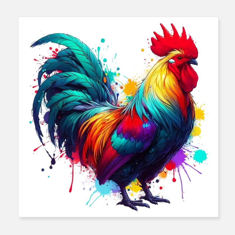 Hahn Henne Poster 20x20 cm