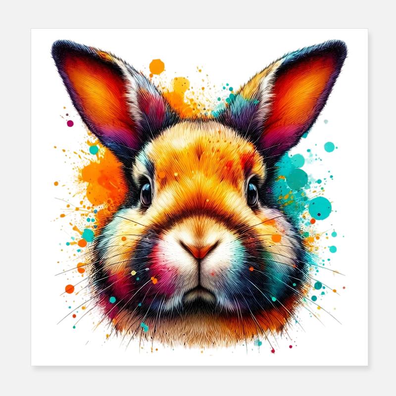 Rabbit Poster 8" x 8" (20x20 cm)