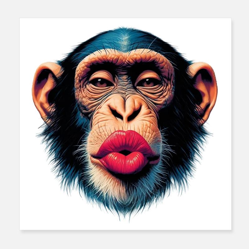 Affen-Kuss Poster 20x20 cm