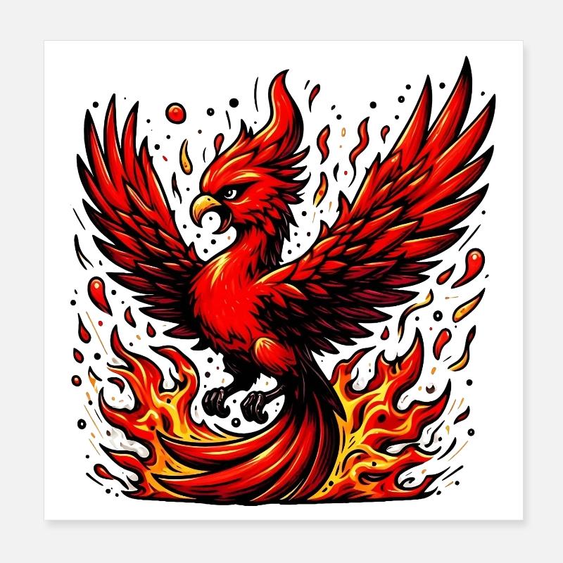 Red Phoenix Poster 8" x 8" (20x20 cm)