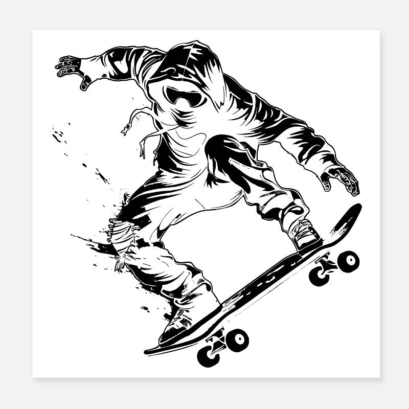 Skateboarder de dessin animé Poster 20 x 20 cm