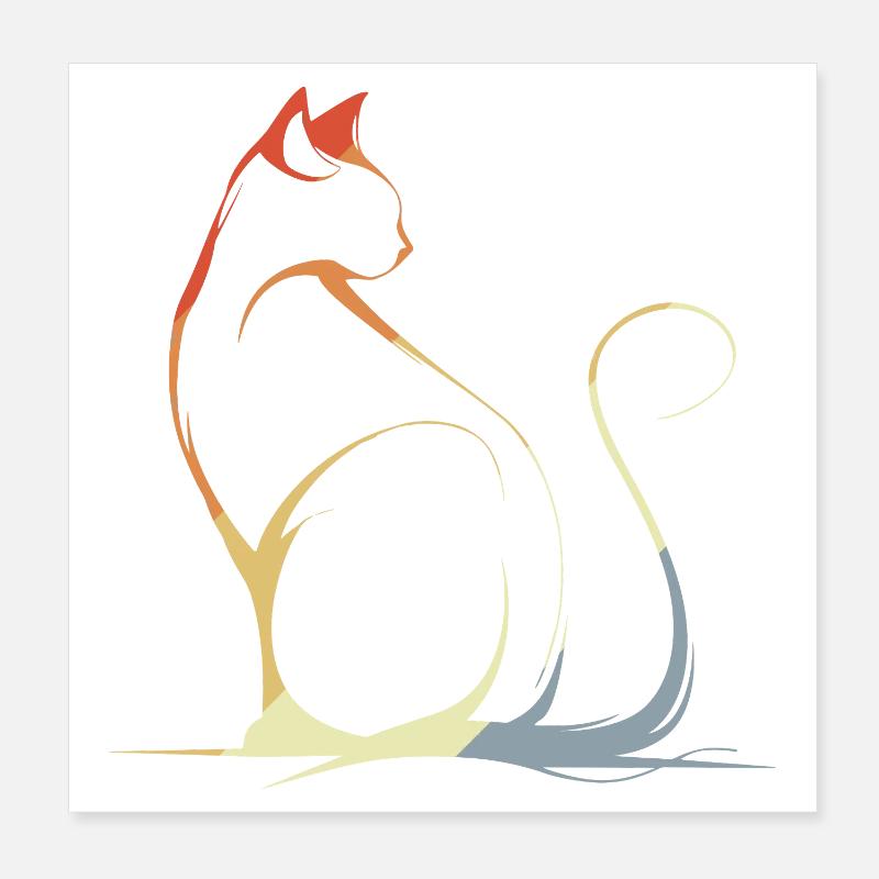 Dessin de chat Vintage Poster 20 x 20 cm