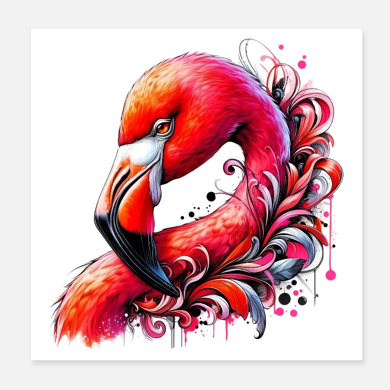 Flamant Poster 20 x 20 cm