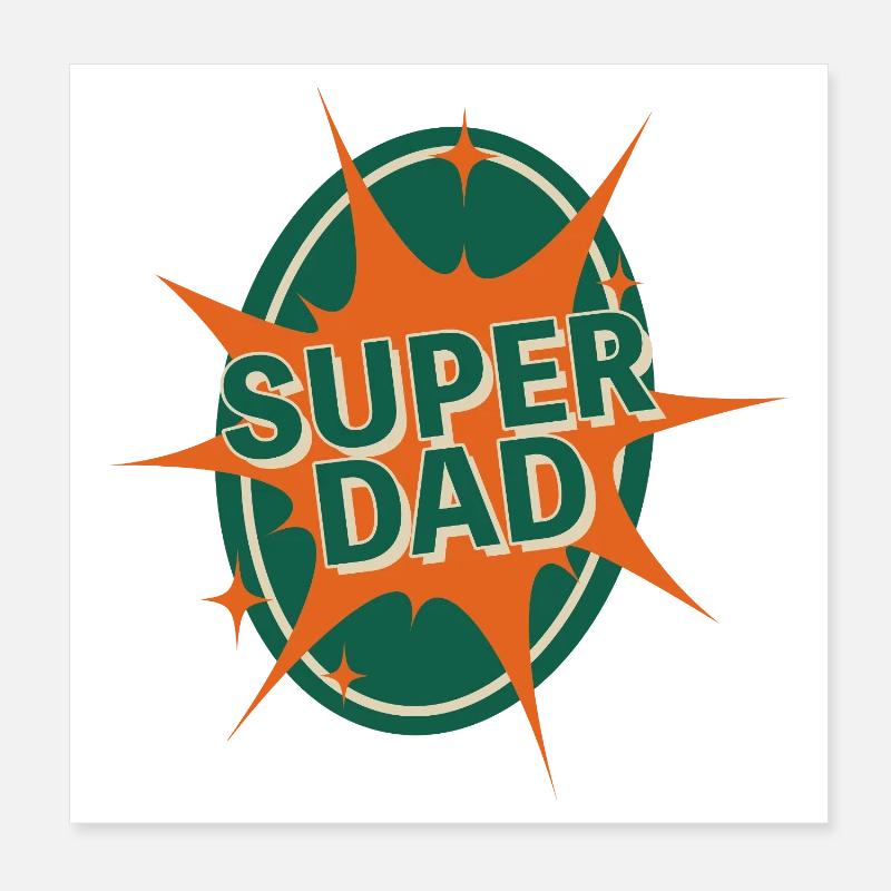 Conception de style bande dessinée Super Dad Poster 20 x 20 cm