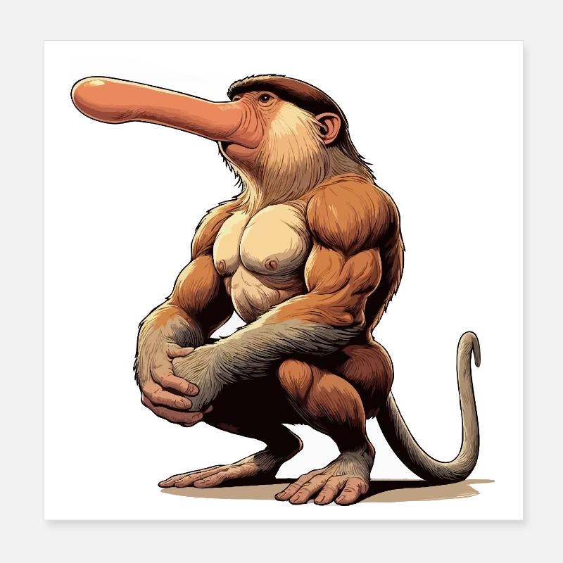 Proboscis monkey tough Poster 8" x 8" (20x20 cm)