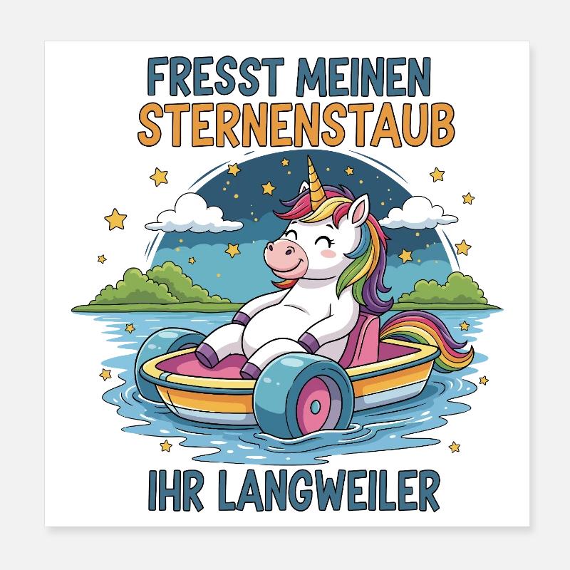 Einhorn Tretbootfahrt Poster 20x20 cm