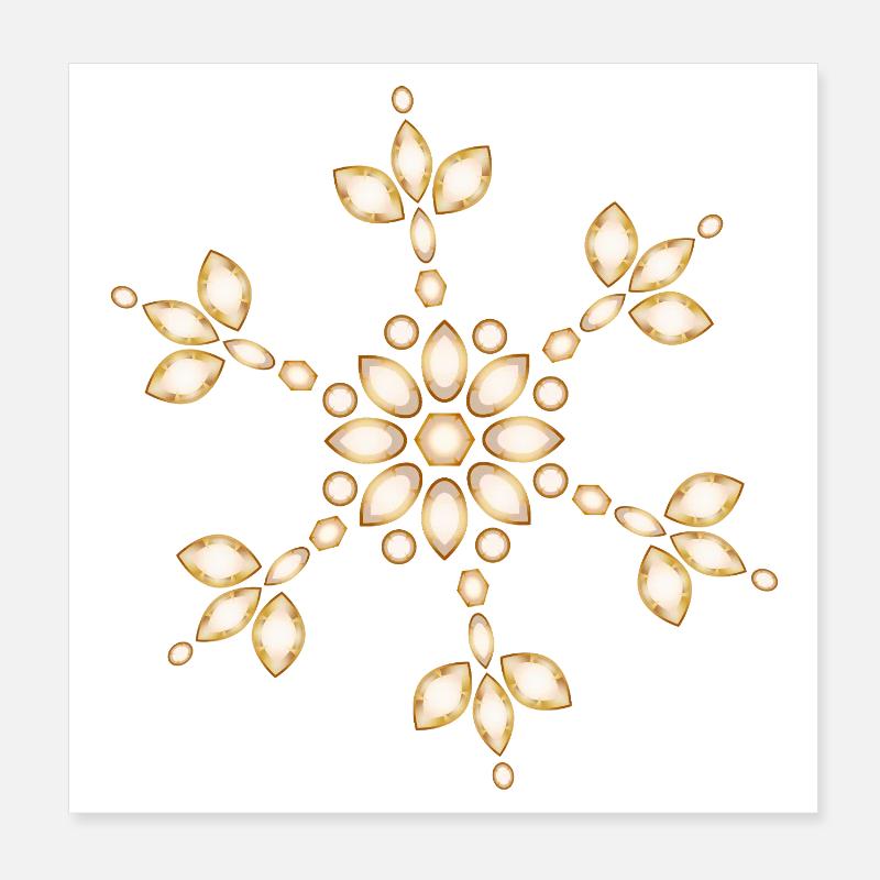 Amber Geometric Snowflake Poster 8" x 8" (20x20 cm)