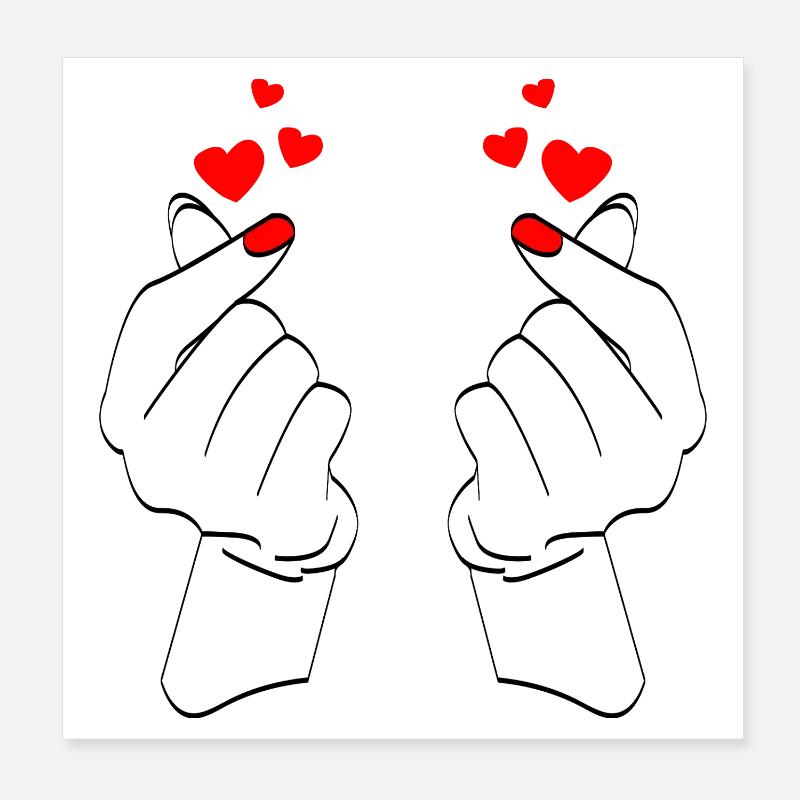 Coeur romantique Illustration dessinée à la main Poster 20 x 20 cm