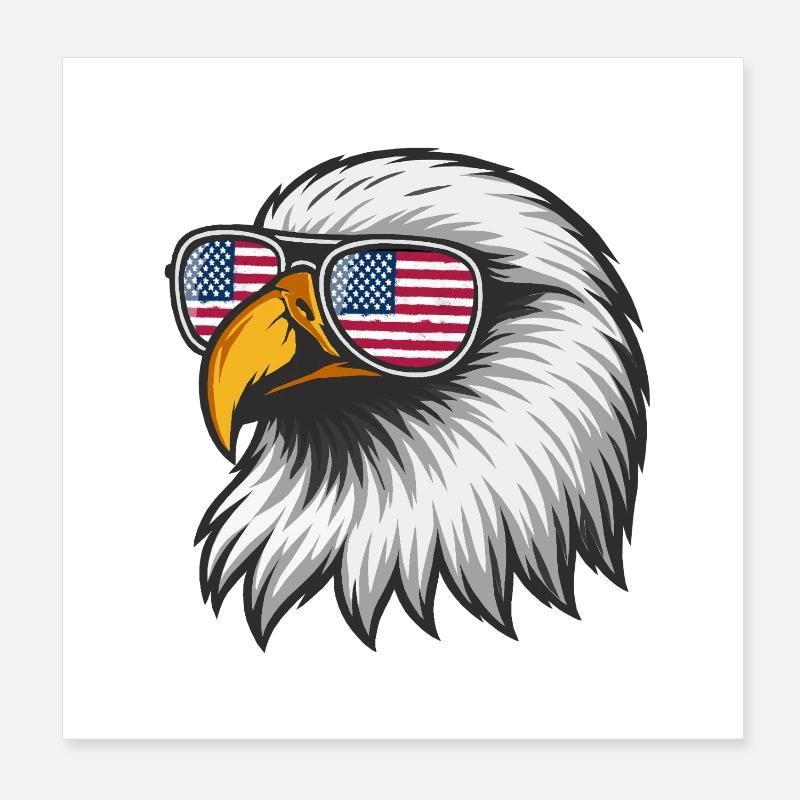 with flag in glasses Poster 8" x 8" (20x20 cm)