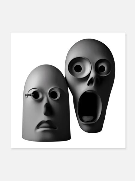 Expressive Skull Mask Illustration - Poster 8" x 8" (20x20 cm) - white - Front