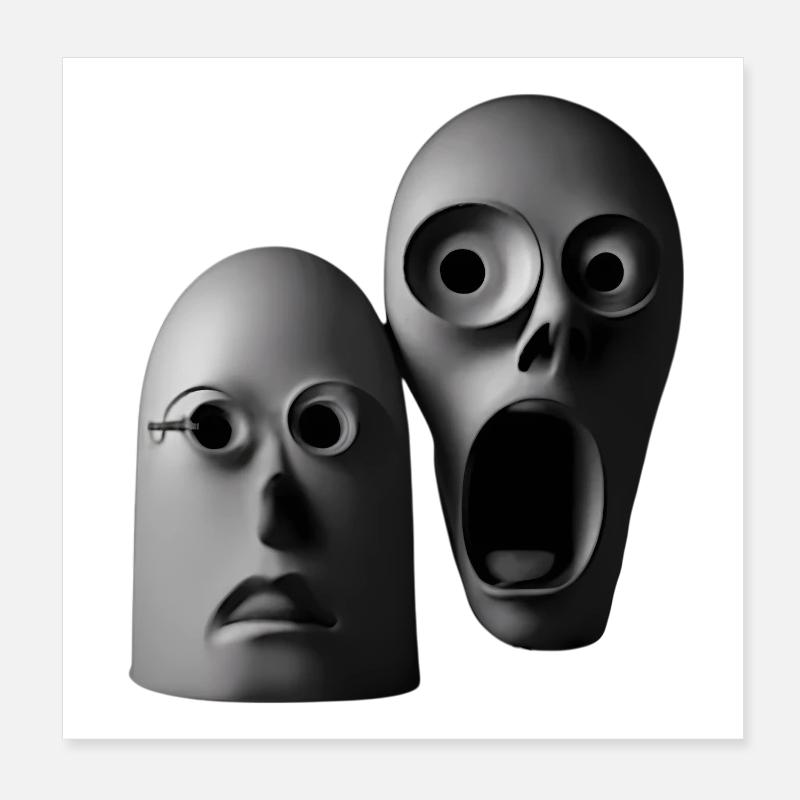 Ausdrucksstarke Schädelmaske Illustration Poster 20x20 cm