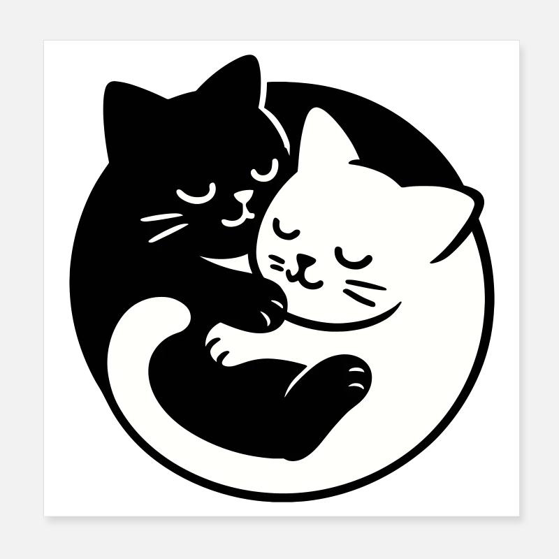 Chats Yin-Yang Poster 20 x 20 cm
