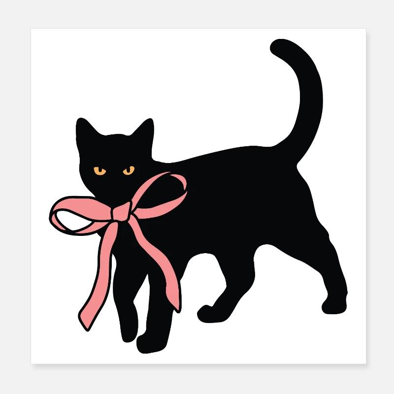 Chat noir avec nœud papillon Poster 20 x 20 cm