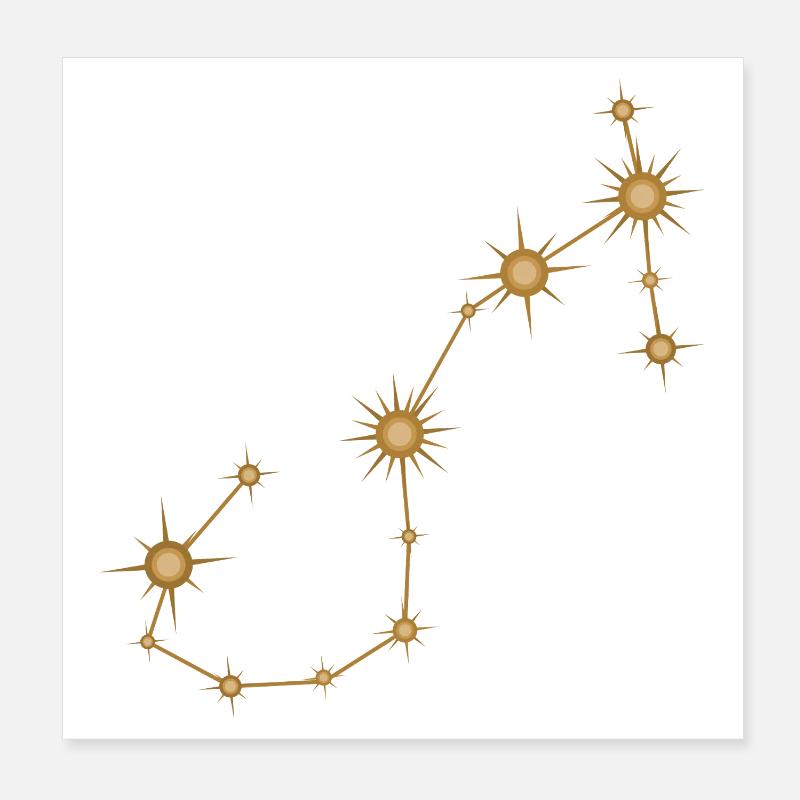 Constellation d’étoiles Scorpion Signe de naissance Or Poster 20 x 20 cm