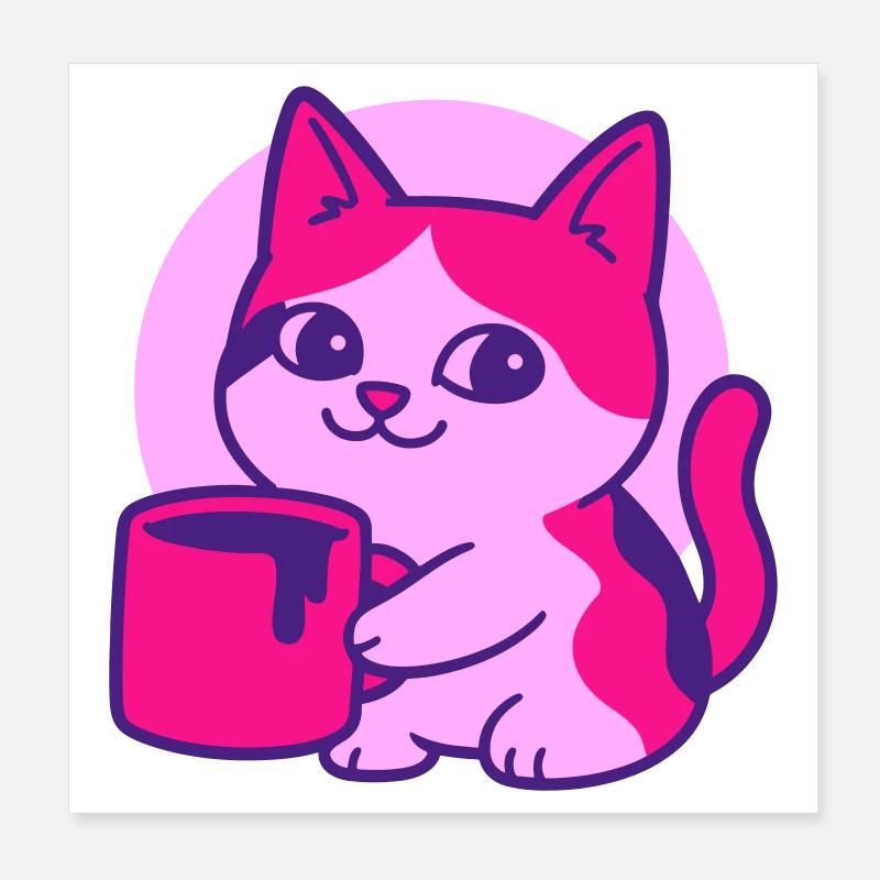 Cute Coffee Cat Poster 20x20 cm