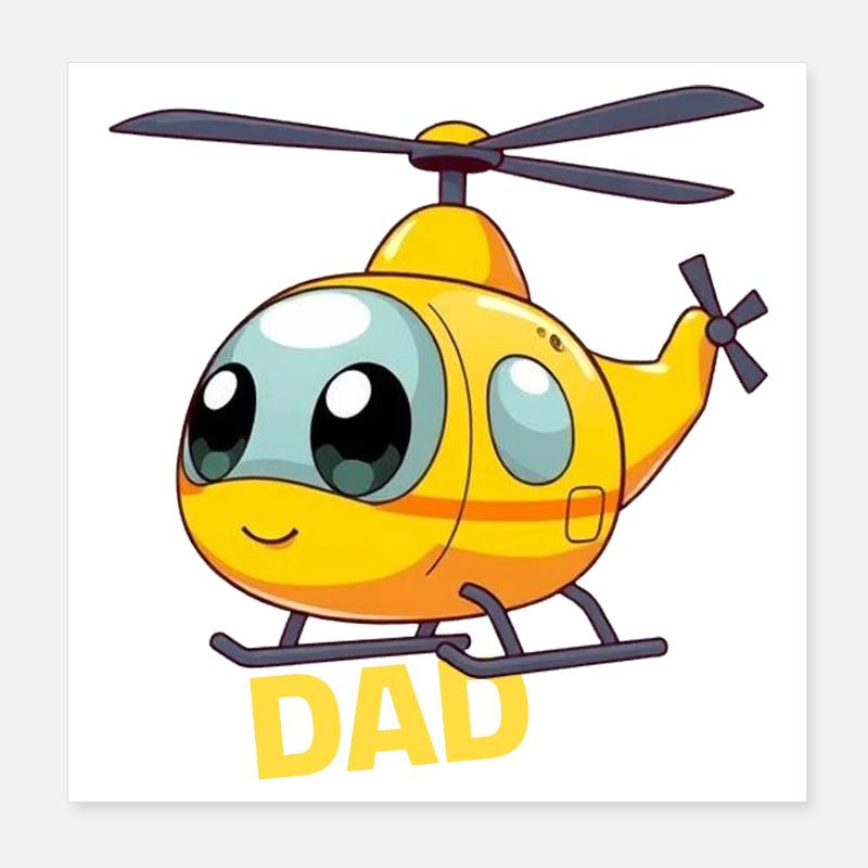 Papa hélicoptère Poster 20 x 20 cm