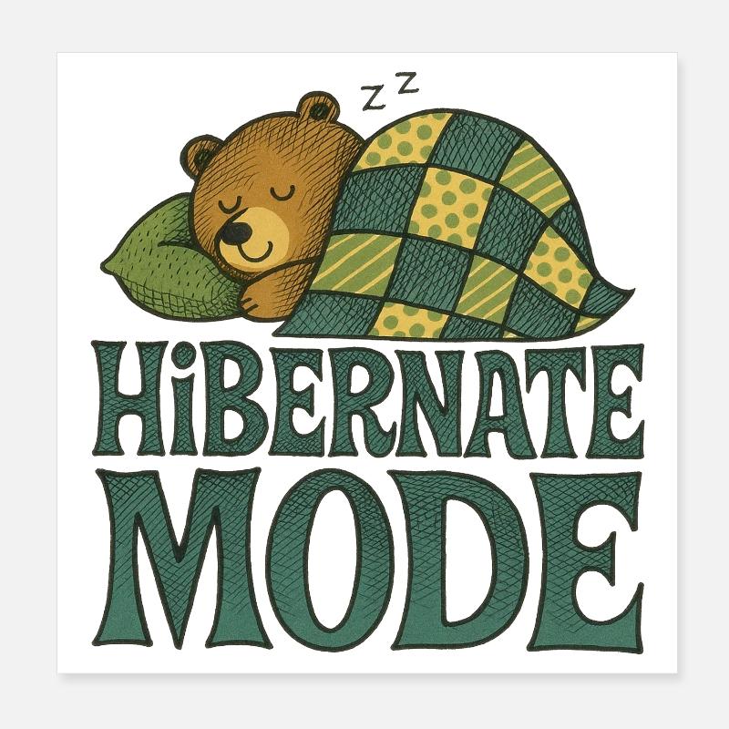 Conception d'ours en mode hibernation Poster 20 x 20 cm