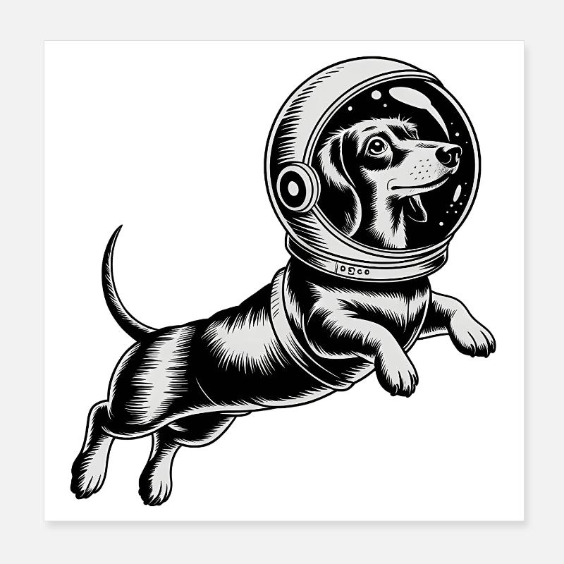Teckel dans l'espace - Logo Cool Astonomy Poster 20 x 20 cm