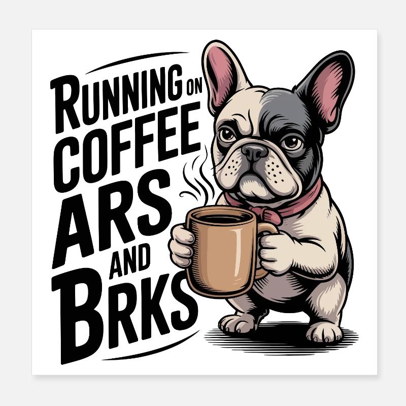 Courir sur le café et les écorces Poster 20 x 20 cm