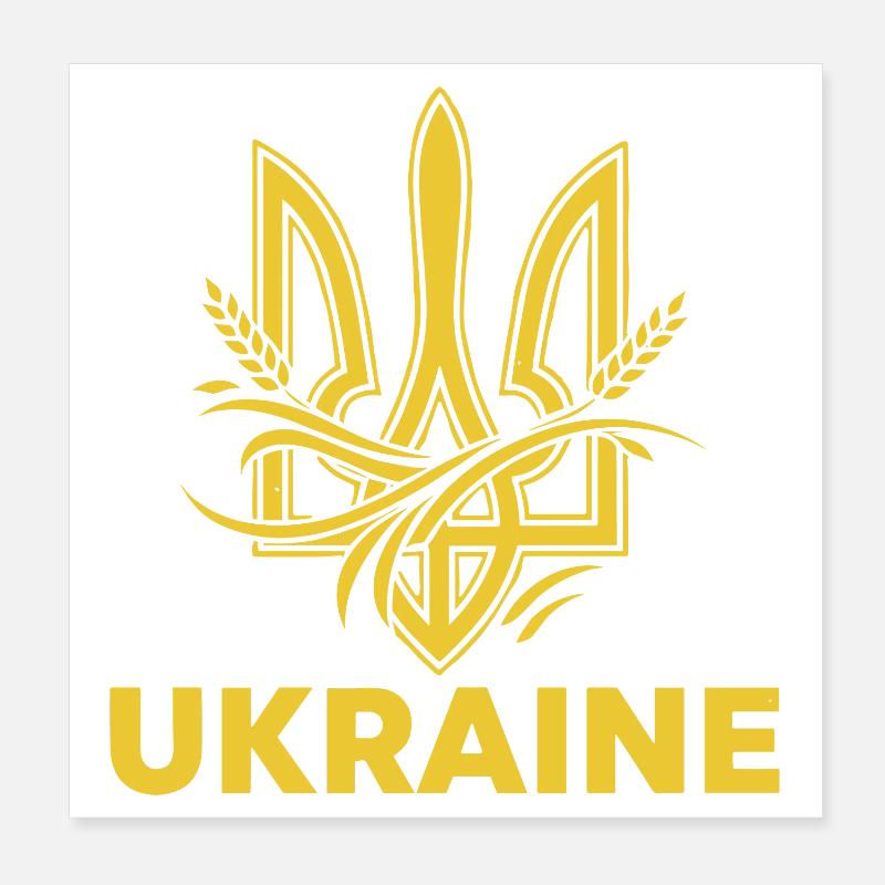 Trident ukrainien avec motif de blé Poster 20 x 20 cm