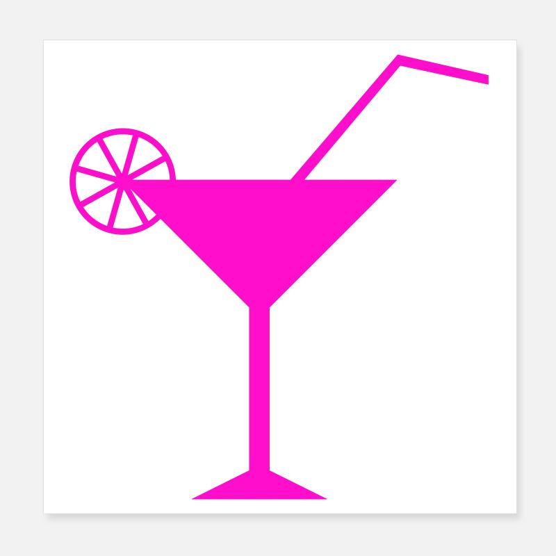 Neon Pink Cocktail Illustration Poster 8" x 8" (20x20 cm)