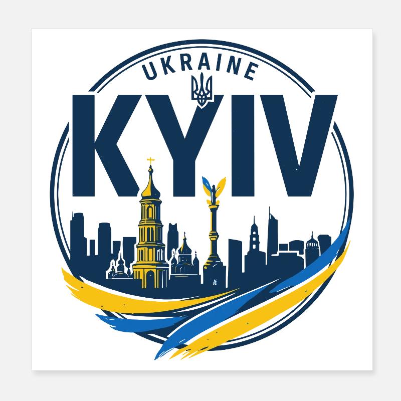 Ukrainisches Kiewer Skyline-Abzeichen Poster 20x20 cm