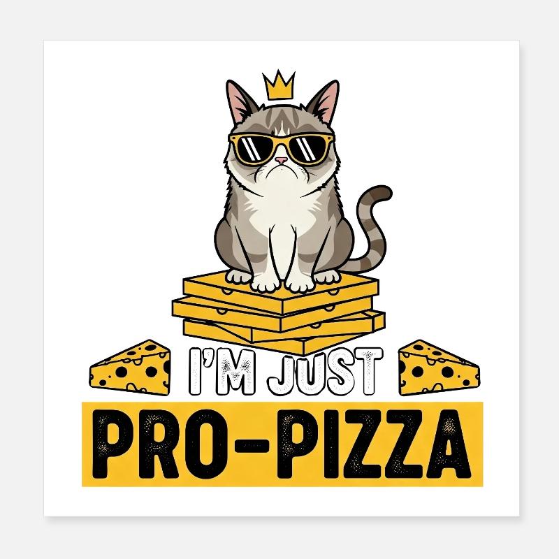 Pizza pour chat avec lunettes de soleil et couronne Poster 20 x 20 cm