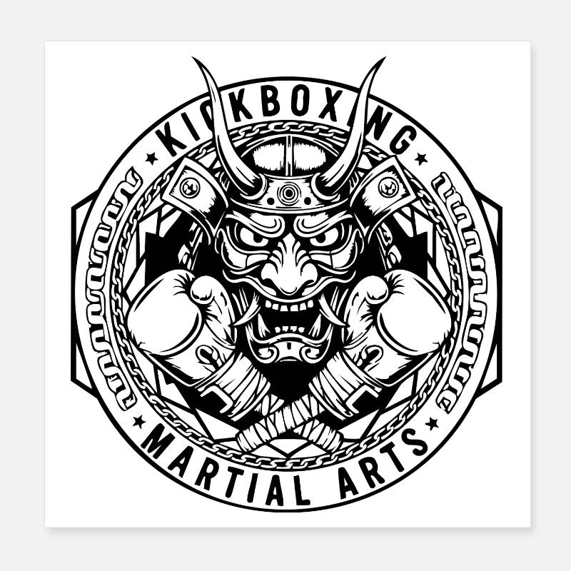 Kickbox Emblem Dämonenmaske Poster 20x20 cm