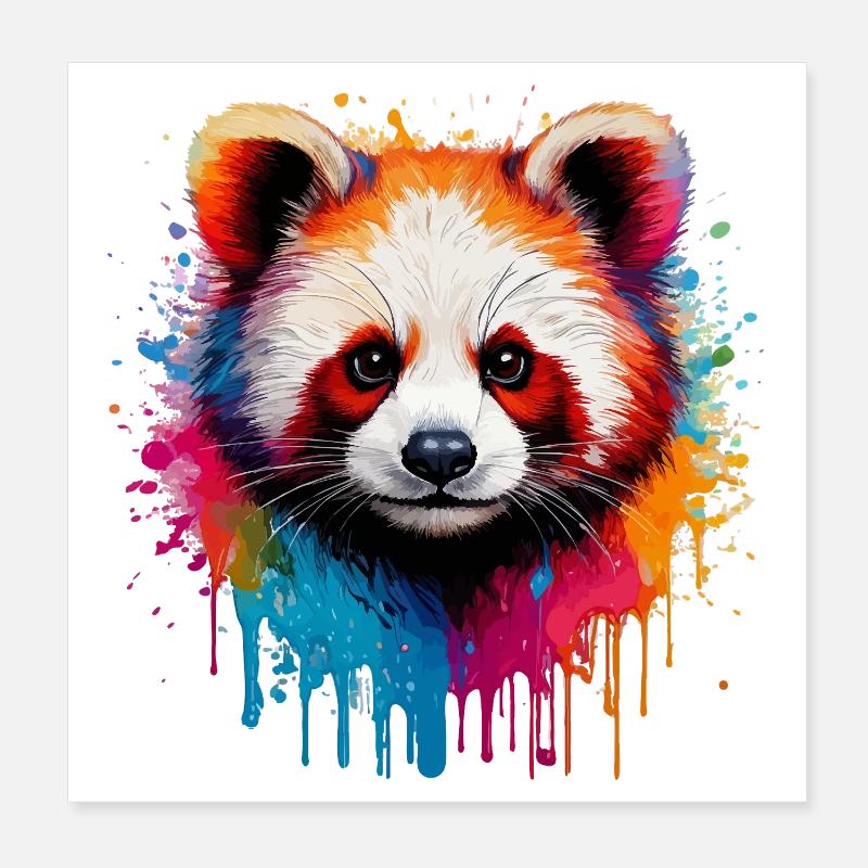Panda Aquarellfarben Explosion Poster 20x20 cm