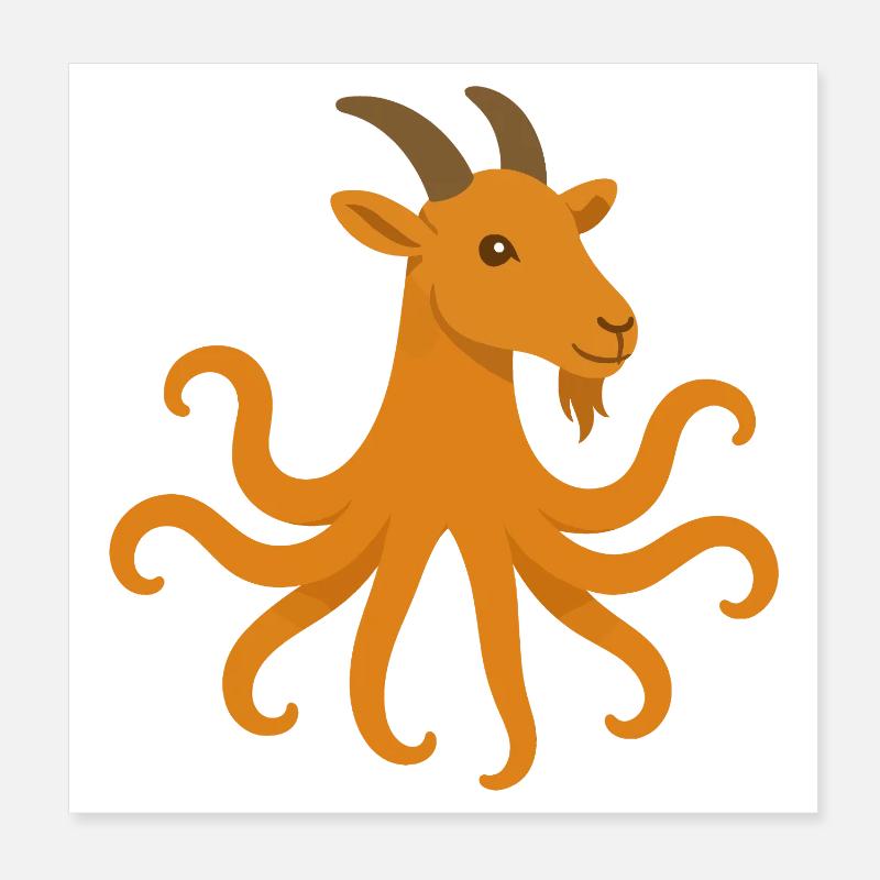 Der Oktopus oder Ziegen-Oktopus Poster 20x20 cm