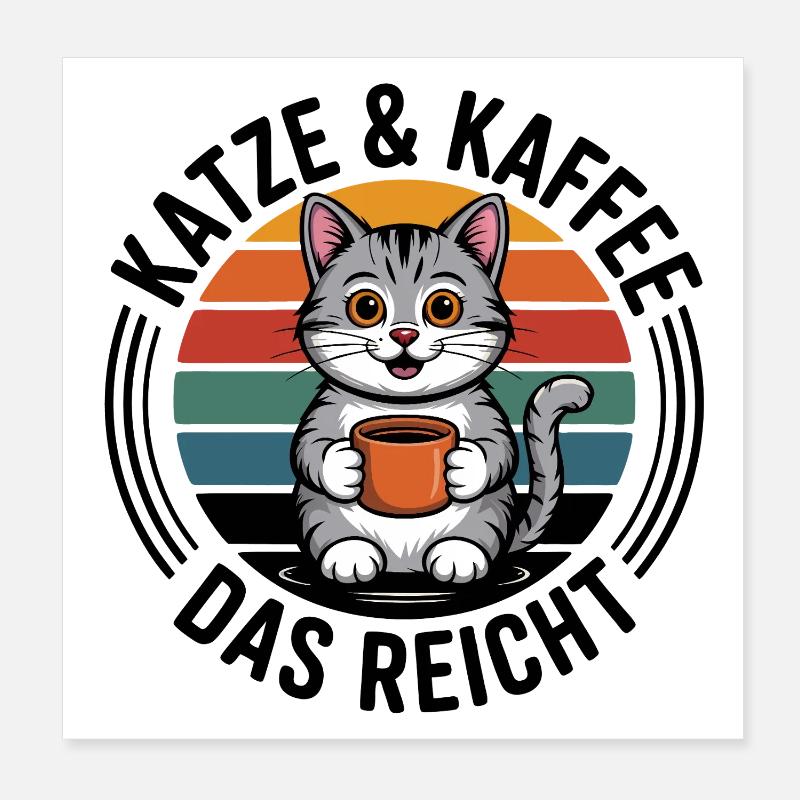 Café Chaton Imprimé Rétro Poster 20 x 20 cm