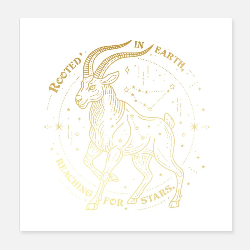 Steinbock Sternzeichen Geschenk – Erde & Sterne Design Poster 20x20 cm