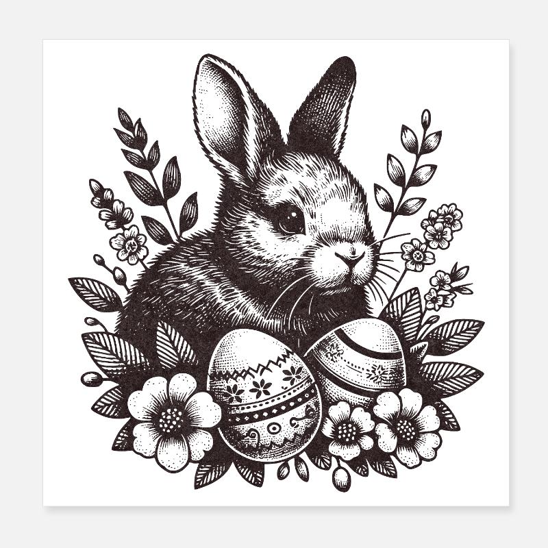 Lapin de Pâques - Poster 20 x 20 cm - blanc
