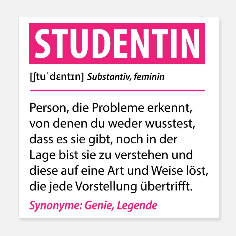 Studentin Lustige Definition Spruch Geschenk Poster 20x20 cm