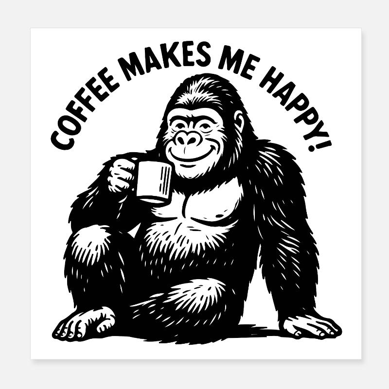 Le café me rend heureuse ! Café Café Café Poster 20 x 20 cm