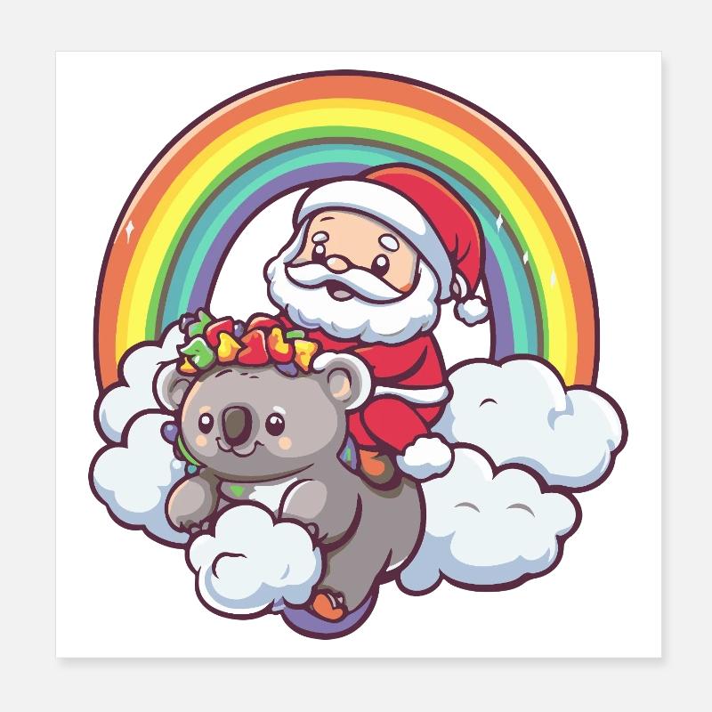 Koala Père Noël Noël Poster 20 x 20 cm