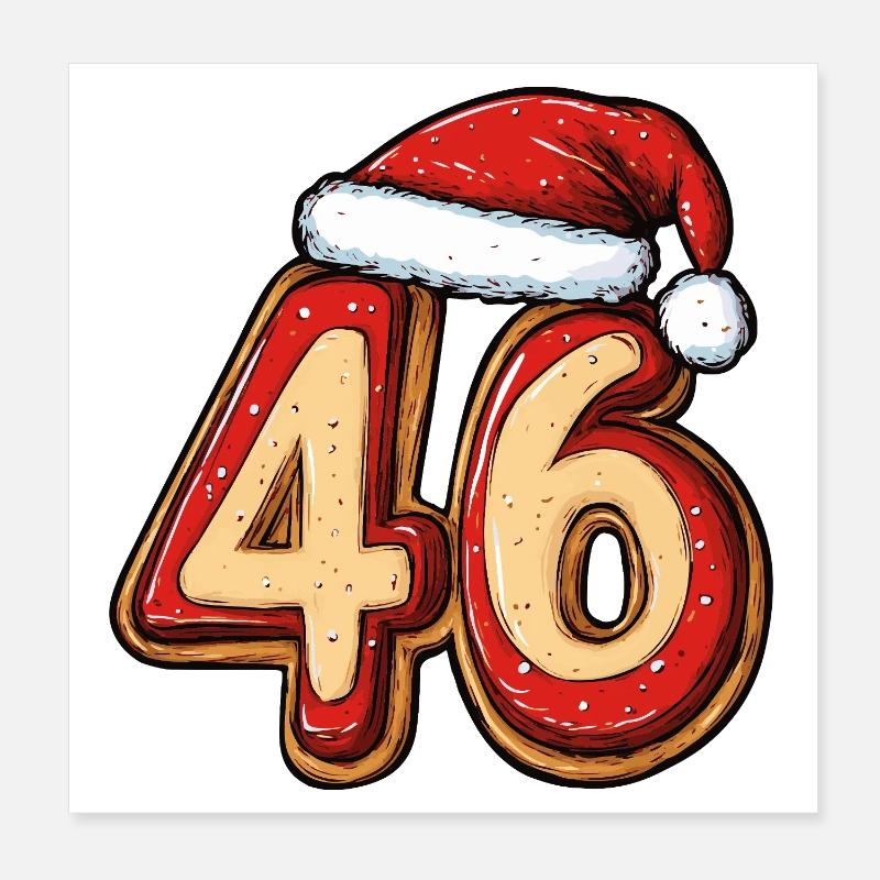 Biscuit 46 chiffres Noël Poster 20 x 20 cm
