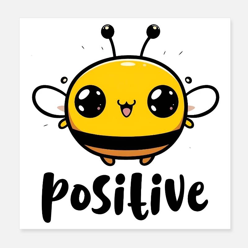Kawaii Bee Positive Poster 20 x 20 cm