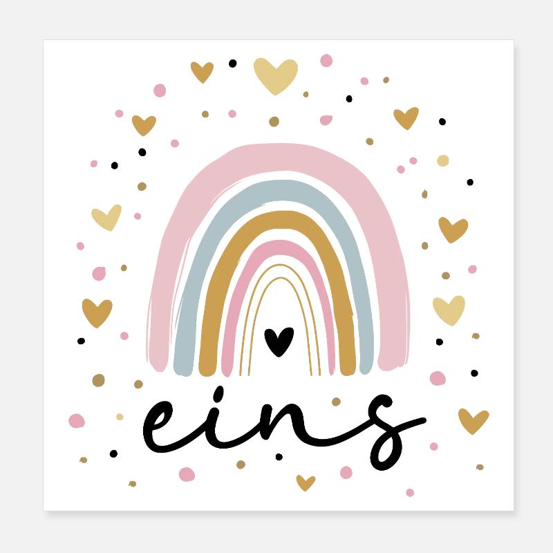 Erster Geburtstag Regenobogen | 1 Jahr alt Mädchen - Poster 20x20 cm - Weiß