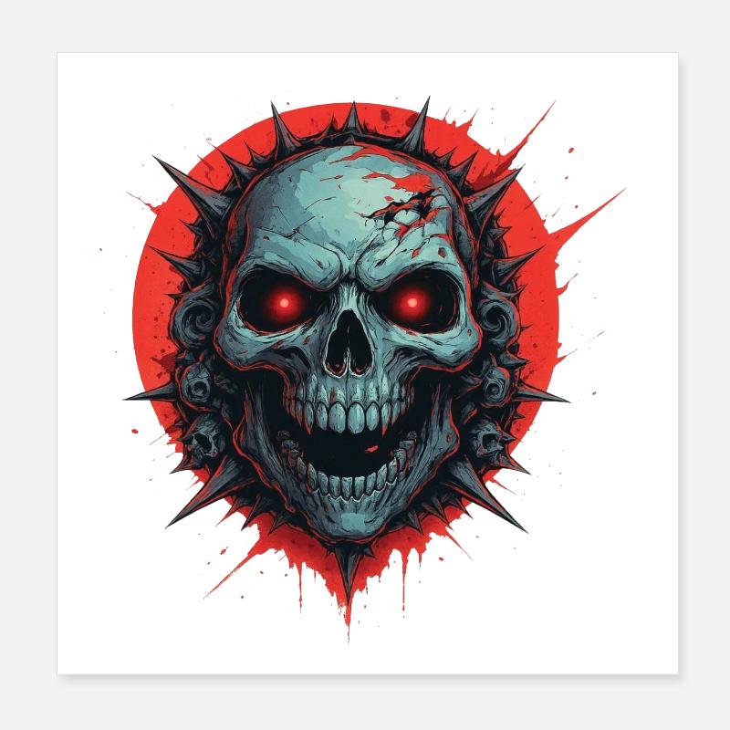 Ghost Skull with Red Vibes Poster 8" x 8" (20x20 cm)