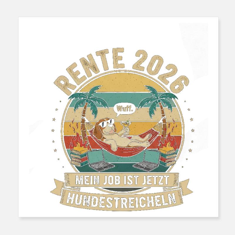 Pension 2026 Caresses pour chiens Poster 20 x 20 cm