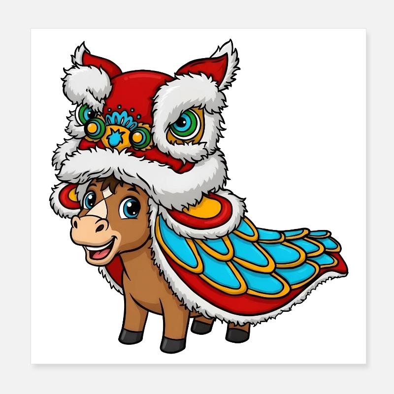Année du Cheval 2026 – Nouvel An chinois pour K Poster 20 x 20 cm