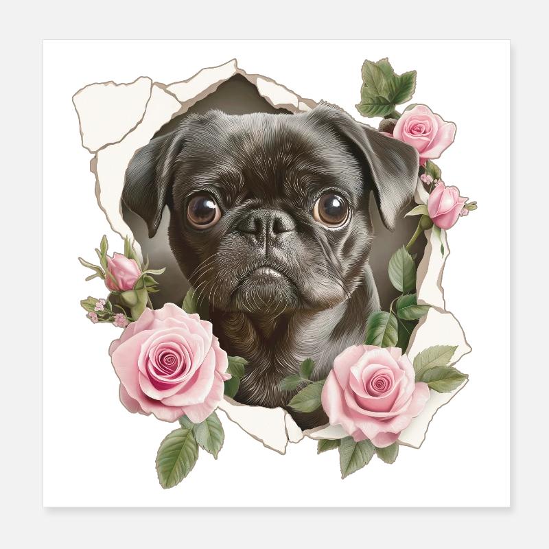 Fleurs de carlin vintage Poster 20 x 20 cm