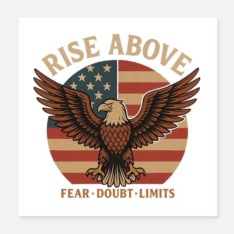 Drapeau et dicton américain vintage Eagle Design Poster 20 x 20 cm