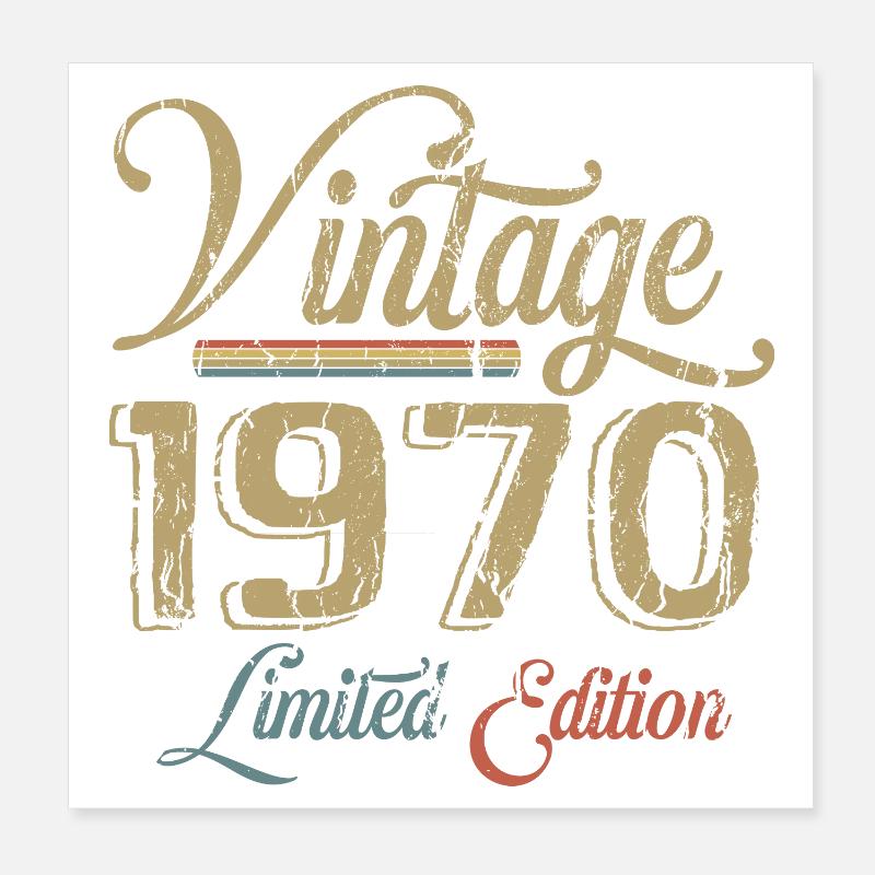 Millésime 1970 Édition limitée Naissance Millésime 1970 Poster 20 x 20 cm