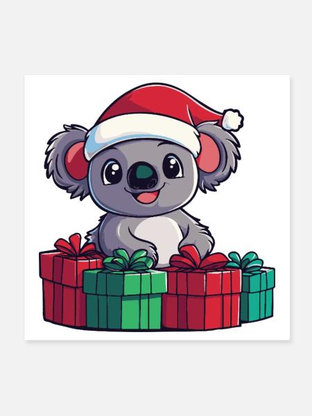 Koala Weihnachten - Poster 20x20 cm - Weiß - Vorne