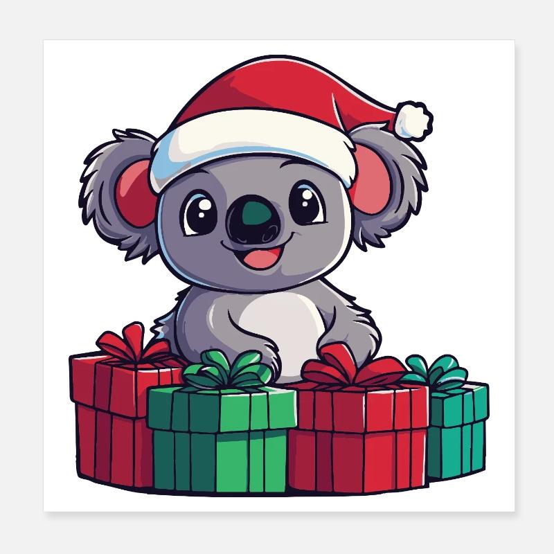 Koala Christmas Poster 8" x 8" (20x20 cm)